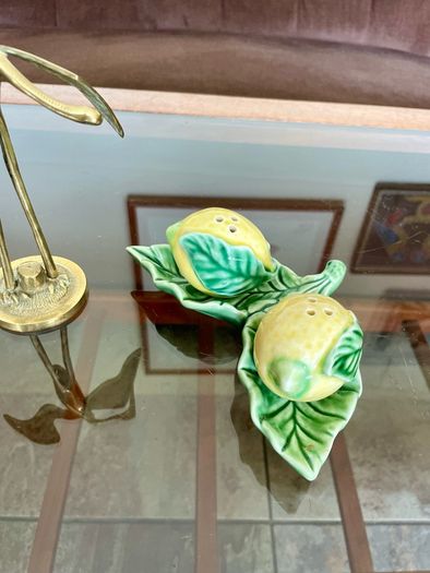 Vintage Collectable Portuguese Lemon Condiment  Shakers Bordallo Pinheiro