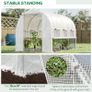 Walk-in Polytunnel Greenhouse Green House with Roll-up Sidewalls, UV-resistant PE Cover, 3 x 2 x 2m, White Image 6