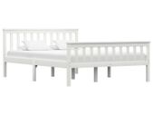 Bed Frame White Solid Pinewood 135 x 190 cm