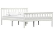 Bed Frame White Solid Pinewood 135 x 190 cm