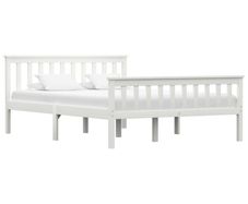 Bed Frame White Solid Pinewood 135 x 190 cm