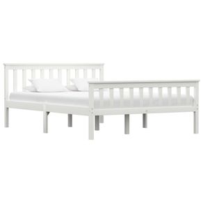 Bed Frame White Solid Pinewood 135 x 190 cm