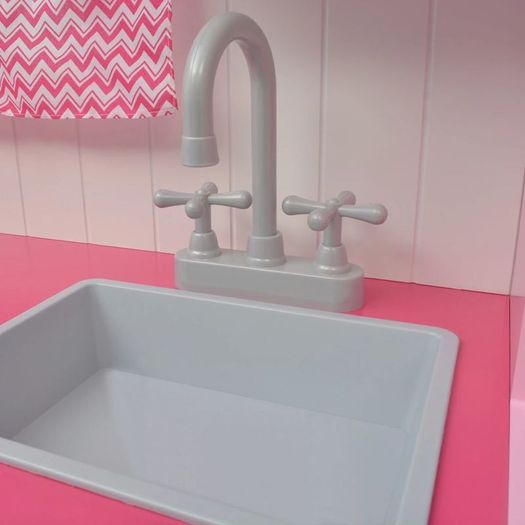 Toy Kitchen Wood 82x30x100 cm Pink and White