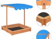 Sandbox with Adjustable Roof Fir Wood Blue UV50