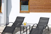 3 Pieces Patio Lounge Chair Set PE Rattan Wicker Beach Yard Garden Sunbathing Chair with Table, Black