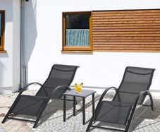 3 Pieces Patio Lounge Chair Set PE Rattan Wicker Beach Yard Garden Sunbathing Chair with Table, Black