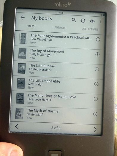 Tolino e-reader loaded with over 50 free books