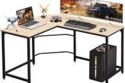 Corner Desk L Shaped Desk Sturdy Home Office PC Laptop Workstation Gaming Computer Desk Study Writing Table 128 x 108 x 75CM Easy to Assemble Simple Design Beige (FREE POSTAGE)