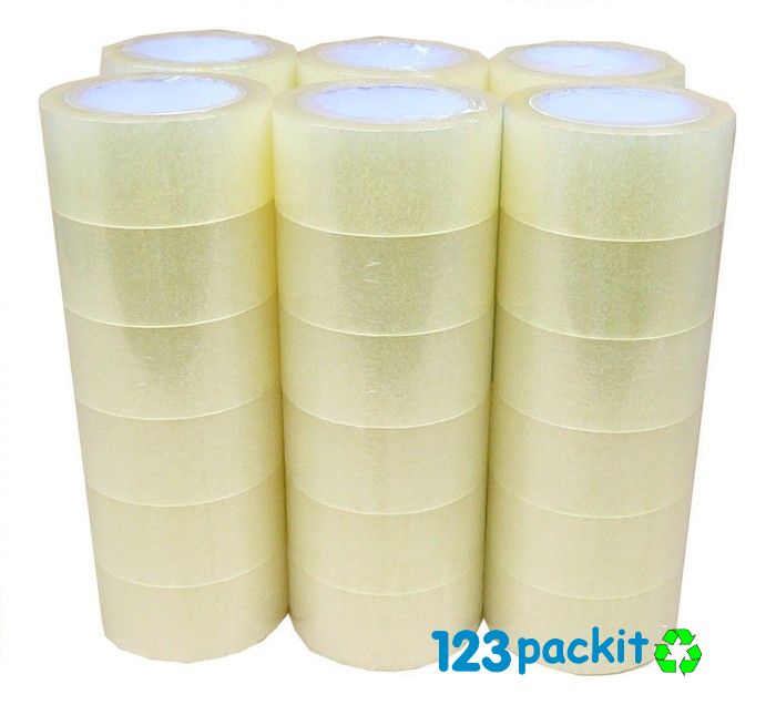 Lot of 6 rolls clear packaging tape premium 66 meters long x 50 mm wide industrial quality