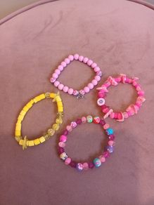 4 x children's handmade beaded bracelets