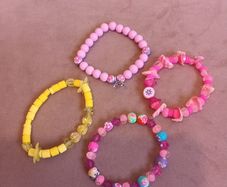 4 x children's handmade beaded bracelets
