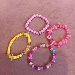 4 x children's handmade beaded bracelets