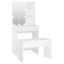 Dressing Table Set with LED White Engineered Wood Image 3