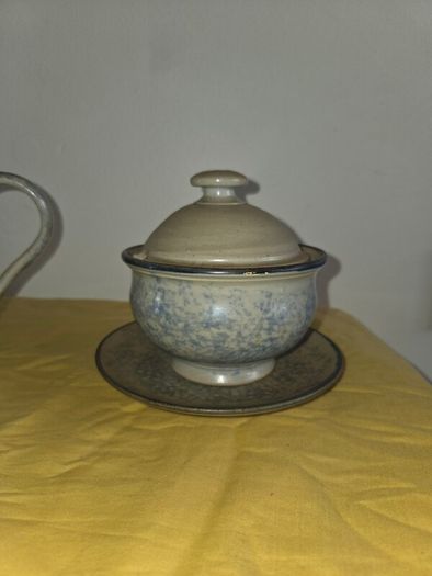 Hand Made 1970's  Irish Owen Killew Stoneware milk pitcher and sugar bowl