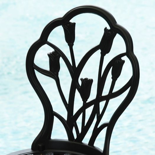3PCs Garden Table Set Bistro Set Round Table with Umbrella Hole and 2 Chairs for Outdoor Indoor Patio Balcony Aluminium