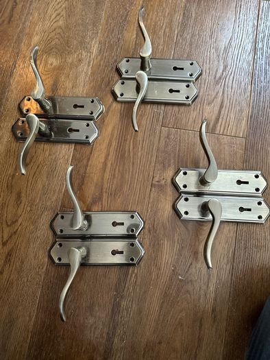 Brass Nickel Door Handles  (4 pairs)
