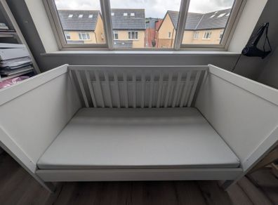 Ikea Sundvik Cot with memory foam mattress and duvet sets