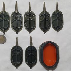 NEW - Size XL - Set of 7 Mixed Weight (5x40g) + (2x50g) - ARC Flat Method Feeders + Quick Release Mould - Carp Tench Bream Feeder Method Pellet Dumbells Hybrid Roach