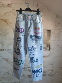 Boyfriend jeans graffiti desigual design printed S unique