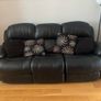 Black Leather 3 Seater Recliner Couch Very Good Condition Image 2