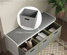 Three-Drawer Shoe Storage Bench, with Padded Top Seat White