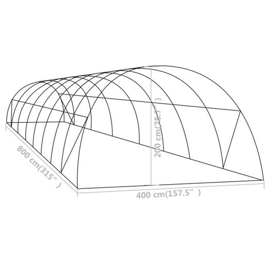 Greenhouse 32 sqm 8x4x2 m