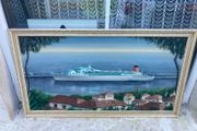 oil painting ss southern cross ocean liner free postage