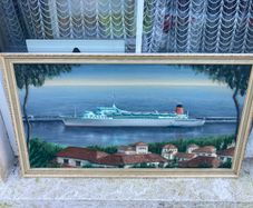 oil painting ss southern cross ocean liner free postage