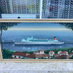 oil painting ss southern cross ocean liner free postage
