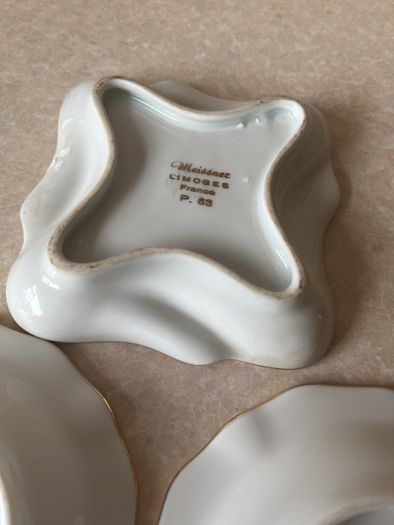 Limoges France 0porcelainTrinket Dish & 2 Limoges Ashtrays