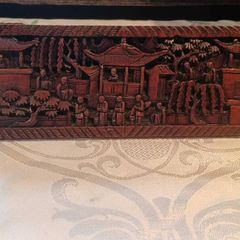 19th Century Chinese Teak Carved Ornate Panel