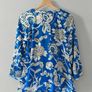 Warehouse Royal Blue Floral Zip Neck Viscose Blouse Uk 12 Image 2
