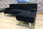 Black Velvet Nordic Comfort Chaise Sofa,198cm