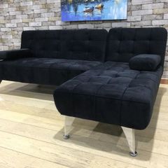 Black Velvet Nordic Comfort Chaise Sofa,198cm