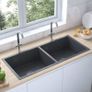 Handmade Kitchen Sink with Strainer Black Stainless Steel Image 9