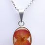 Sterling Silver 925 Chain Necklace With Resin Silver Mounted Flower Pendant Hallmark Length 16,5" - 5,94g Image 4