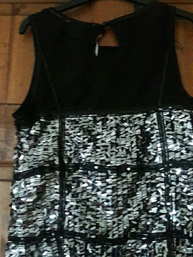 Ladies Silver and Black evening mini dress