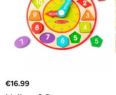 Melissa and Doug Wooden Shape Sorting Clock