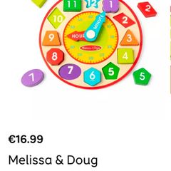 Melissa and Doug Wooden Shape Sorting Clock