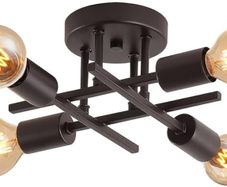 NEW SALE | Vintage Sputnik Ceiling Light, bringing luxury and comfort to your space in an instant under the warm light of E27 Edison bulb Modern Black 4-Light Chandelier, Recommend to use Edison Light Bulbs ( pls Search Bulb ASIN: B08G4YN3TJ) E27 lamphold
