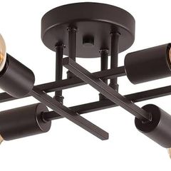 NEW SALE | Vintage Sputnik Ceiling Light, bringing luxury and comfort to your space in an instant under the warm light of E27 Edison bulb Modern Black 4-Light Chandelier, Recommend to use Edison Light Bulbs ( pls Search Bulb ASIN: B08G4YN3TJ) E27 lamphold