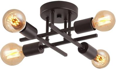 NEW SALE | Vintage Sputnik Ceiling Light, bringing luxury and comfort to your space in an instant under the warm light of E27 Edison bulb Modern Black 4-Light Chandelier, Recommend to use Edison Light Bulbs ( pls Search Bulb ASIN: B08G4YN3TJ) E27 lamphold