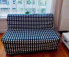 IKEA 2-Seat Sofa-Bed (Black & White Geometric)