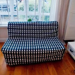 IKEA 2-Seat Sofa-Bed (Black & White Geometric)