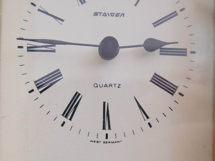Vintage Staiger Brass Mantel Catriage battery operated Table Clock