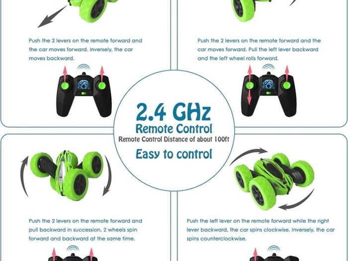 KIDWILL 2 in 1 Remote Control Car, Crawler & 4WD, 2.4GHz R/C Car, High Speed Drift Off-Road Stunt Car with Cool Headlights, 2-Sided 360 Degree Rotating MULTIPLE COLOURS AVAILABLE (FREE POSTAGE)