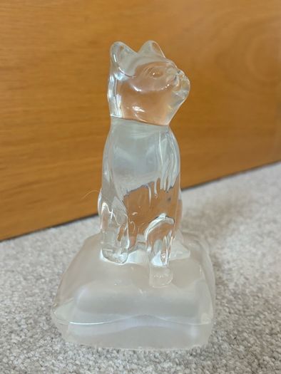 Vintage Clear Glass Cat Figurine