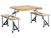 Folding Camping Table with 4 Seats Steel Aluminium