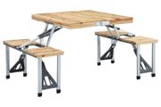 Folding Camping Table with 4 Seats Steel Aluminium