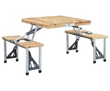 Folding Camping Table with 4 Seats Steel Aluminium